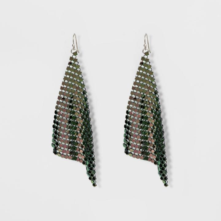 Peacock Anodized Triangle Chain Mail Drop Earrings - Wild Fable