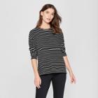 Women's Stripe Drop Shoulder Long Sleeve T-shirt - Universal Thread Black/white