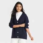 Women's Button-front Cardigan - A New Day Navy Blue