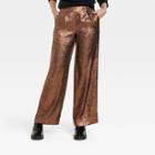 Women's High-rise Metallic Wide Leg Pants - A New Day Copper