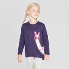 Toddler Girls' Long Sleeve 'llama' Pullover Sweater - Cat & Jack Navy 5t, Toddler Girl's, Blue
