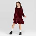Girls' Long Sleeve Velour Dress - Cat & Jack Black M, Girl's,
