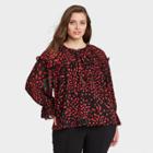 Women's Plus Size Floral Print Balloon Long Sleeve Blouse - Who What Wear Black