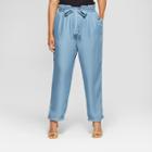 Women's Plus Size Straight Leg Relaxed Ankle Trouser - Who What Wear Chambray