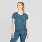 Women's Striped Short Sleeve Side Tie T-shirt - C9 Champion Blue/white