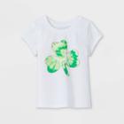 Toddler Girls' Tie-dye Shamrock Short Sleeve Graphic T-shirt - Cat & Jack White