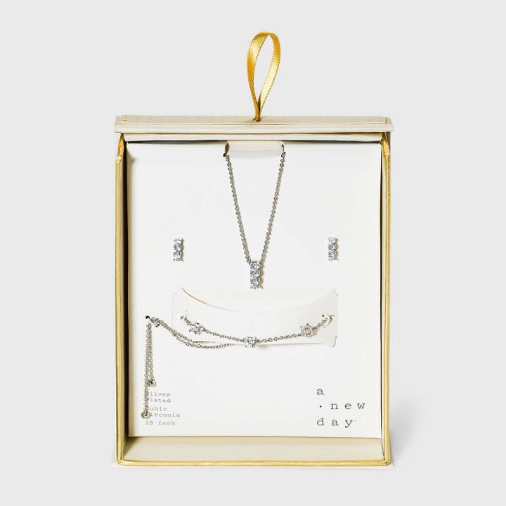 Silver Plated Brass Earring, Pendant And Bracelet Set - A New Day