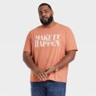 Men's Tall Printed Standard Fit Short Sleeve Crewneck T-shirt - Goodfellow & Co Apricot Orange/letters