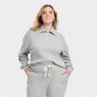Women's Plus Size Waffle Knit Quarter Zip Sweatshirt - Universal Thread Heather Gray
