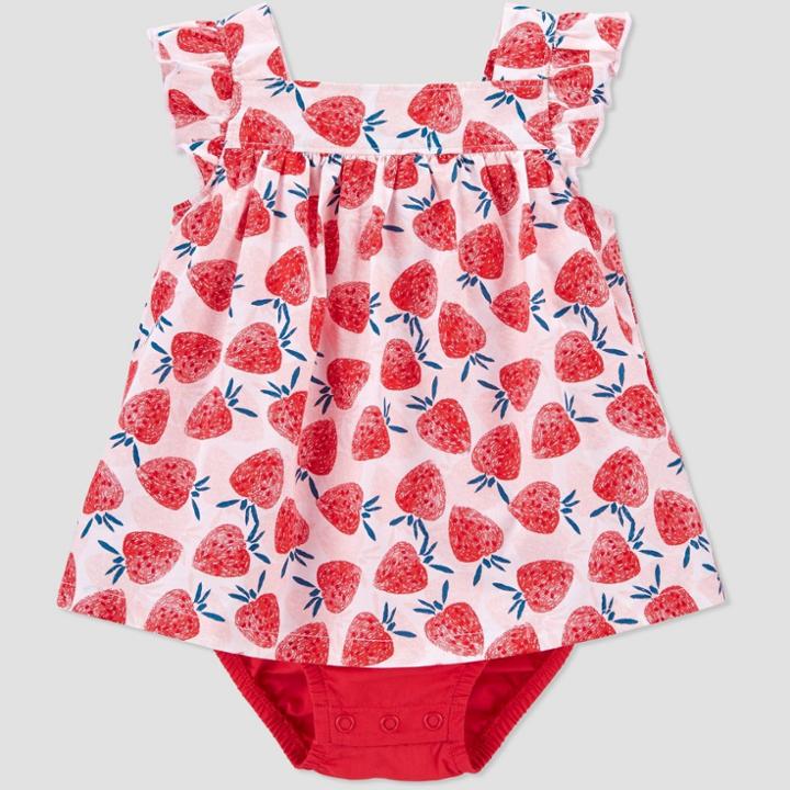 Baby Girls' Strawberry Sunsuit Romper - Just One You Made By Carter's Pink