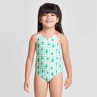 Toddler Girls' Cactus One Piece Swimsuits - Cat & Jack True White 12m, Toddler Girl's