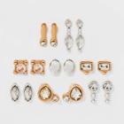 Crystal Stone Stud Earring Set 8pc - A New Day , Grey