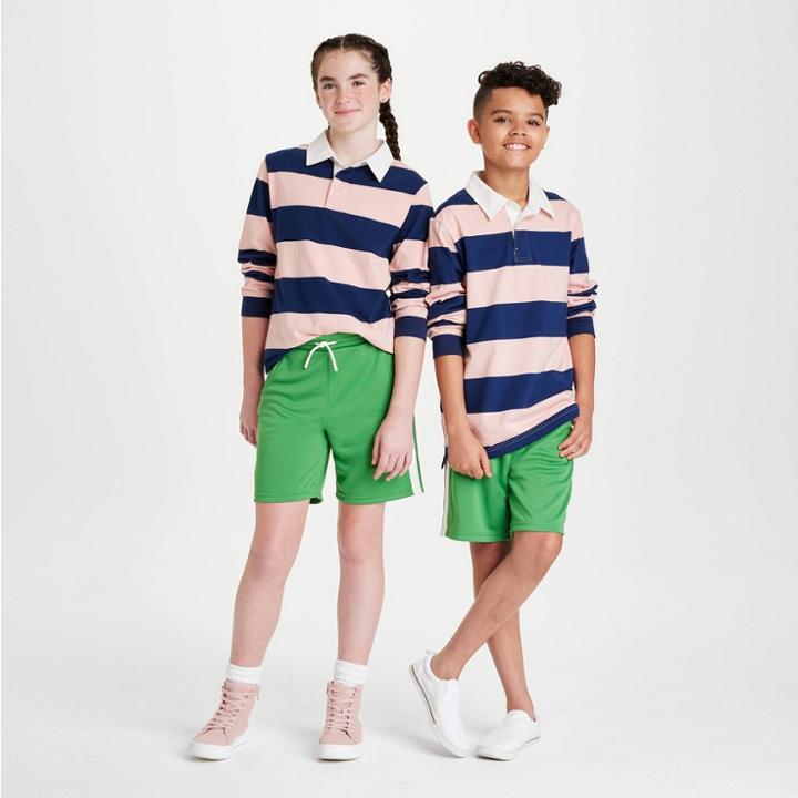 Kids' Rugby Striped Long Sleeve Polo Shirt- Art Class Pink/navy