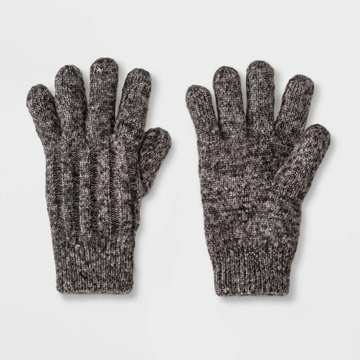 Women's Striped Essential Knit Glove With Lining And Tech - Universal Thread Gray One Size, Women's