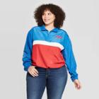 Target Women's Stranger Things Logo Plus Size Long Sleeve Colored 1/2 Zip Windbreaker T-shirt (juniors') - Blue