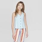 Girls' Button Front Swing Tank Top - Art Class Aqua (blue)
