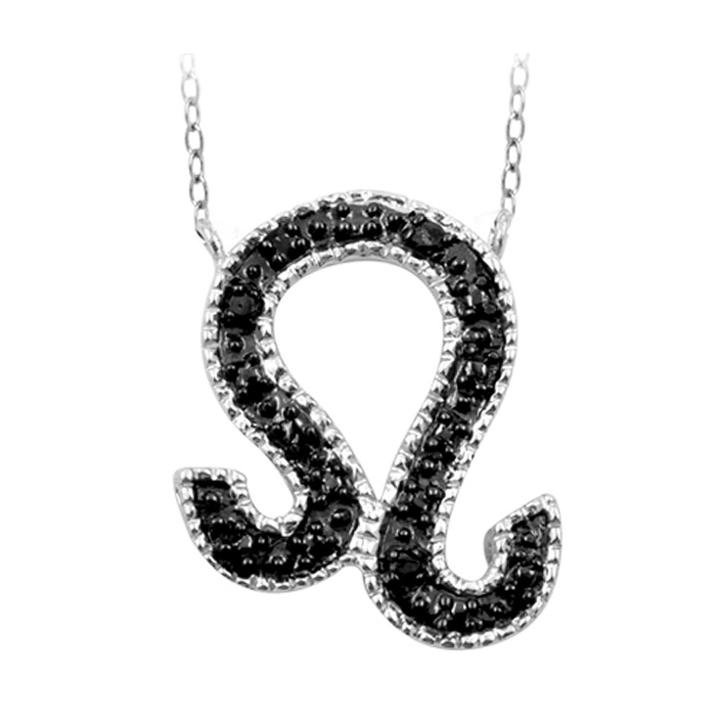 Distributed By Target Women's Accent Round-cut Black Diamond Pave Set Leo Zodiac Pendant - White