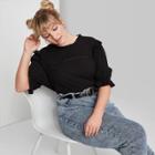 Women's Plus Size Short Sleeve High Neck Boxy Top - Wild Fable Black 4x, Women's,