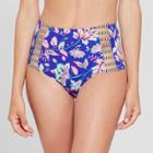 Women's Beach High Waist Strappy Bikini Bottom - Shade & Shore Blue Floral