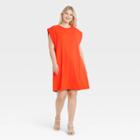 Women's Plus Size Sleeveless T-shirt Dress - A New Day Orange