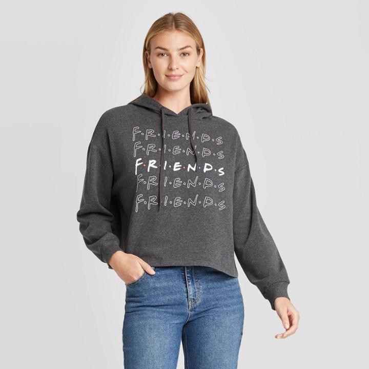 Women's Friends Repeat Hooded Graphic Sweatshirt - Charcoal