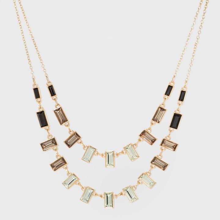 Baguette Stone Charm Layered Necklace - A New Day Black