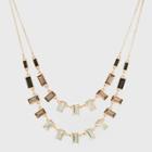 Baguette Stone Charm Layered Necklace - A New Day Black
