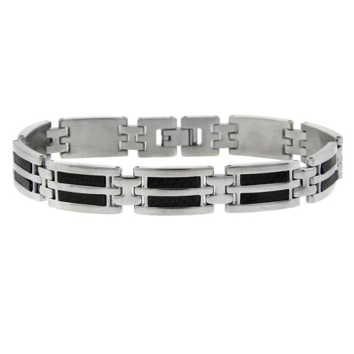 Distributed By Target Men's Stainless Steel Inlay Bracelet - Black,