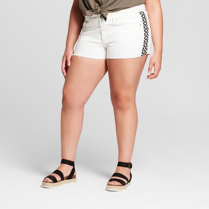 Women's Plus Size Jean Shorts - Universal Thread White
