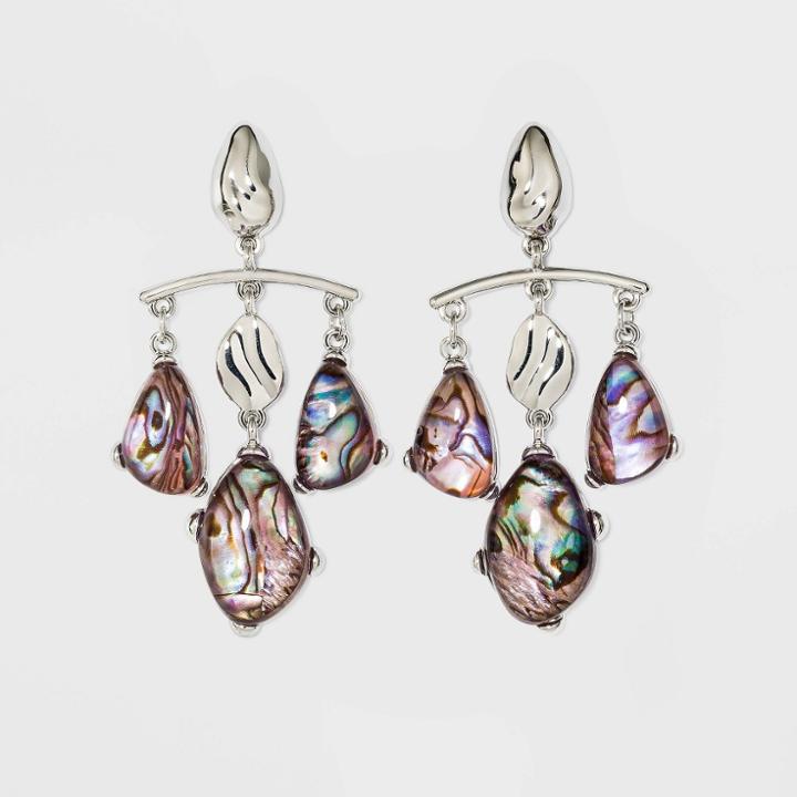 Rhodium Abalone Triple Drop Earrings - A New Day