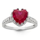 1 3/4 Tcw Tiara Heart-cut Ruby (red) Crown Ring In Sterling