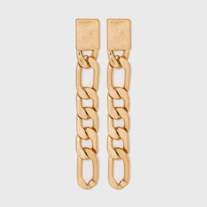 Flat Oval Link Chain Drop Earrings - Universal Thread Worn Gold