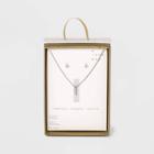 Silver Plated Cubic Zirconia Pave Initial Pendant Necklace And Earring Set - A New Day Initial I