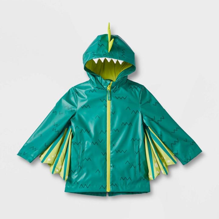 Toddler Boys' Wave Long Sleeve Rain Coat - Cat & Jack Green