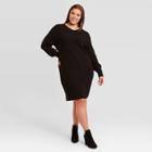 Women's Plus Size Long Sleeve Sweater Dress - Ava & Viv Black X