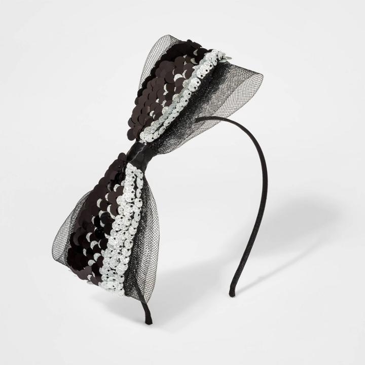 Girls' Thin Headband With Bow - Cat & Jack Black, Girl's