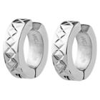 West Coast Jewelry Stainless Steel Cross-hatch Hoop Earrings, Girl's,