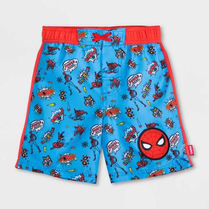 Boys' Marvel Spider-man Swim Trunks - Blue 3 - Disney