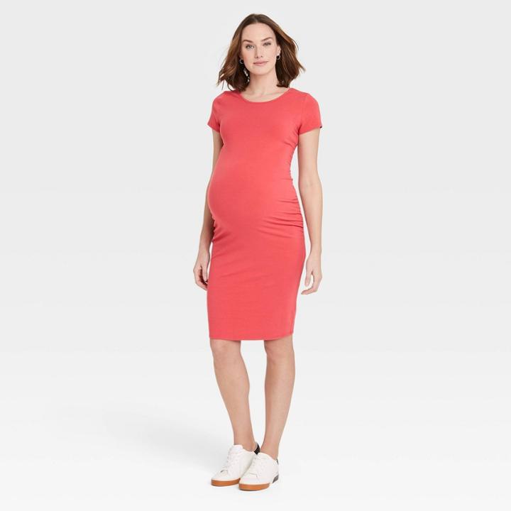 Short Sleeve T-shirt Maternity Dress - Isabel Maternity By Ingrid & Isabel Red