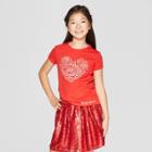 Girls' Short Sleeve Heart Graphic T-shirt - Cat & Jack Red