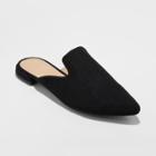 Women's Velma Wide Width Slip On Pointy Toe Mules - A New Day Black 8w,