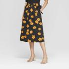 Women's Floral Print Paperbag Midi Tie Skirt - Who What Wear Black