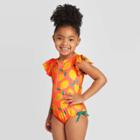 Toddler Girls' Lemon Print Zip-up One Piece Swimsuits - Cat & Jack Moxie Peach 3t, Toddler Girl's, Pink