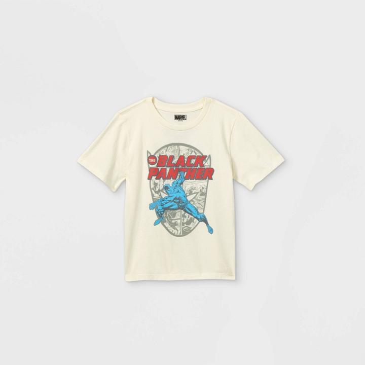 Toddler Boys' Marvel Black Panther Short Sleeve Graphic T-shirt - Cream