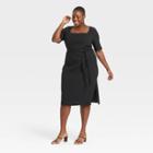 Women's Plus Size Short Sleeve A-line Dress - Who What Wear Black