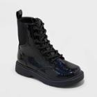 Girls' Nola Zipper Lace-up Combat Boots - Art Class Black