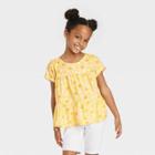 Girls' Short Sleeve Tiered Woven Shirt - Cat & Jack Yellow