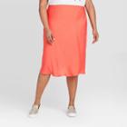 Women's Plus Size Satin Slip Skirt - A New Day Red 2x, Women's, Size: