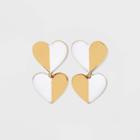 Sugarfix By Baublebar Two-tone Stacked Heart Drop Earrings - White