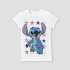 Girls' Disney Stitch Americana Short Sleeve Graphic T-shirt - White
